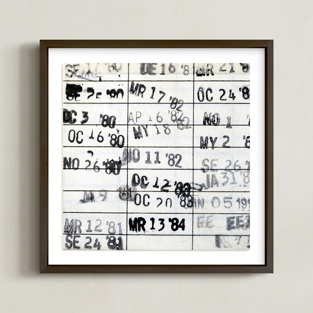 "Date Due" - Art Print in Ivory by ALICIA BOCK - Framed