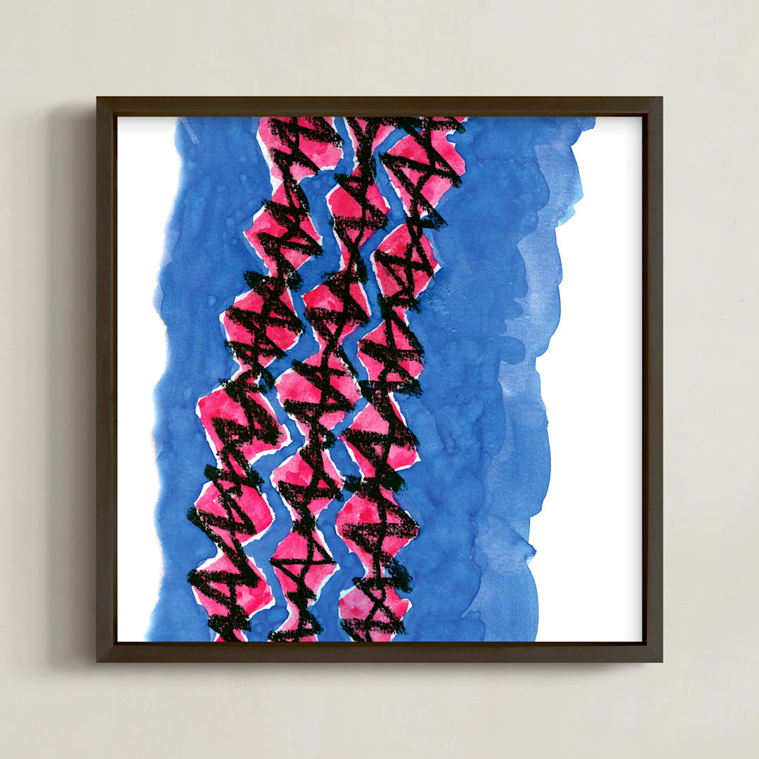 "Take Flight" - Art Print in cobalt blue by Carol Fazio - Framed