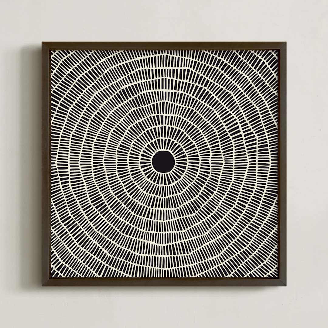 "Starburst" - Art Print in Apricot White on Blackcurrant by Leanne Friedberg - Framed