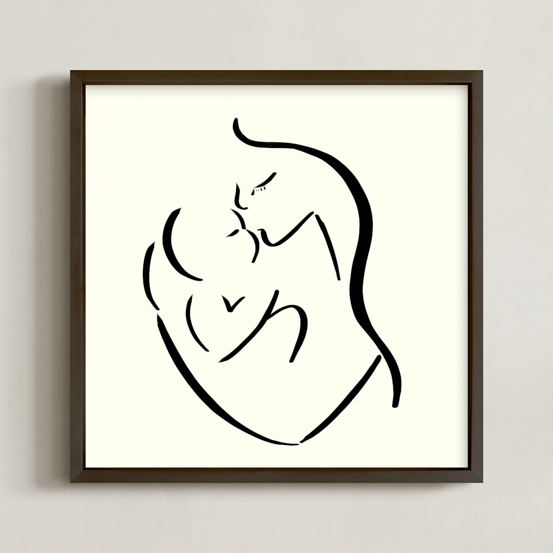 "Mama's arms" - Art Print in monochrome by Keely Norton Owendoff - Framed