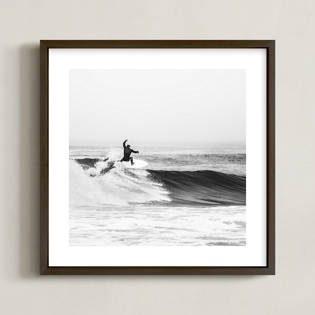 "Surfs Up" - Art Print in black & white by Kamala Nahas - Framed