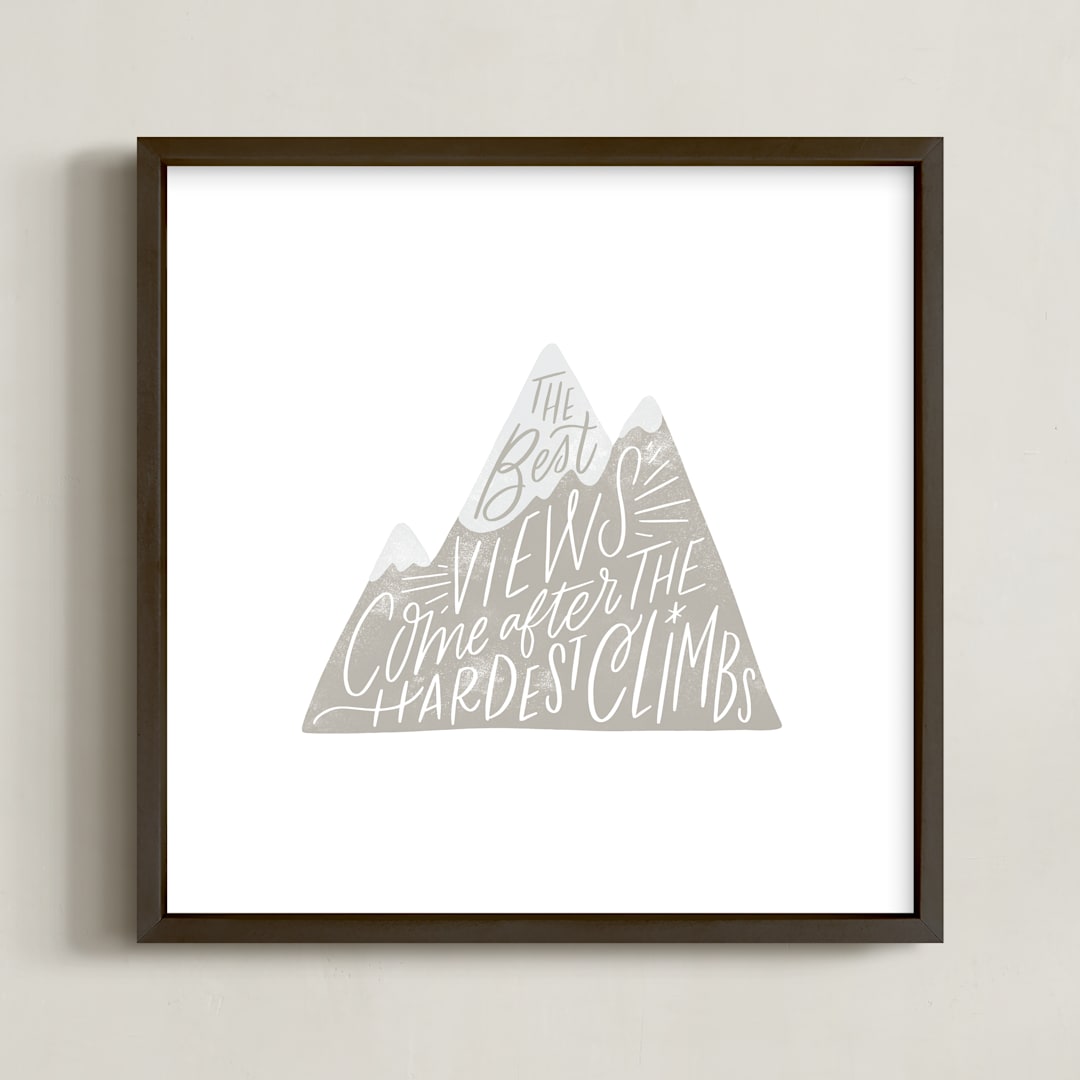 "Mountain Climb" - Art Print in Grey by Alethea and Ruth - Framed