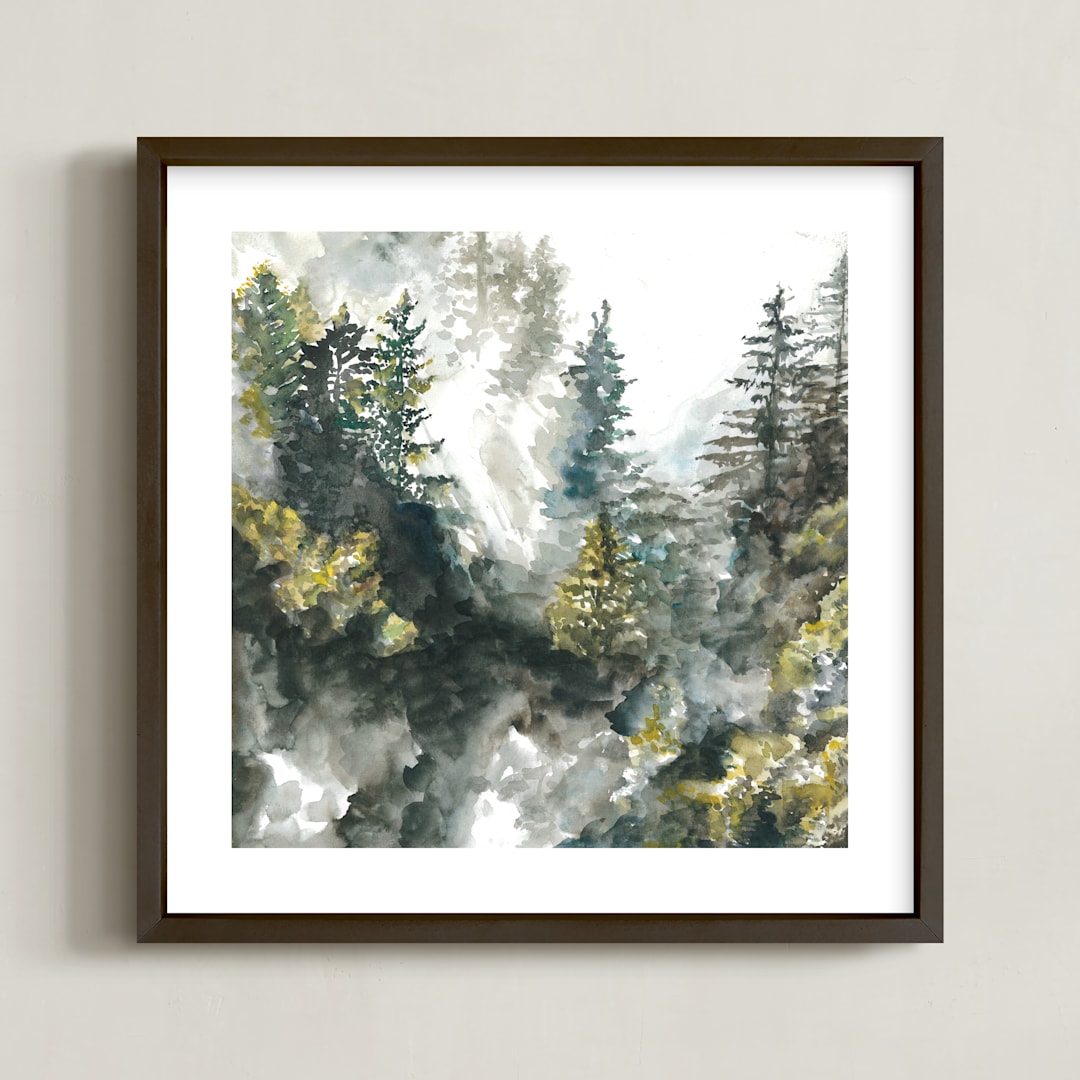 "Forest Mist" - Art Print in White by Anne Kostecki - Framed