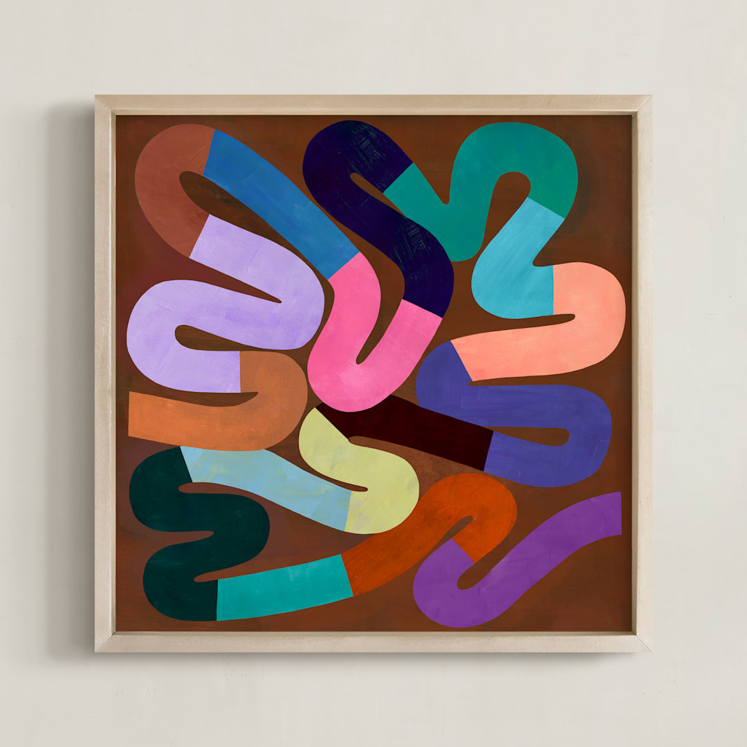 "Maze I" - Art Print in Burnt Umber by melanie mikecz - Framed