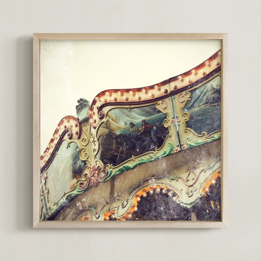 "Vintage Carousel" - Art Print in Vintage Ivory by Gray Star Design - Framed