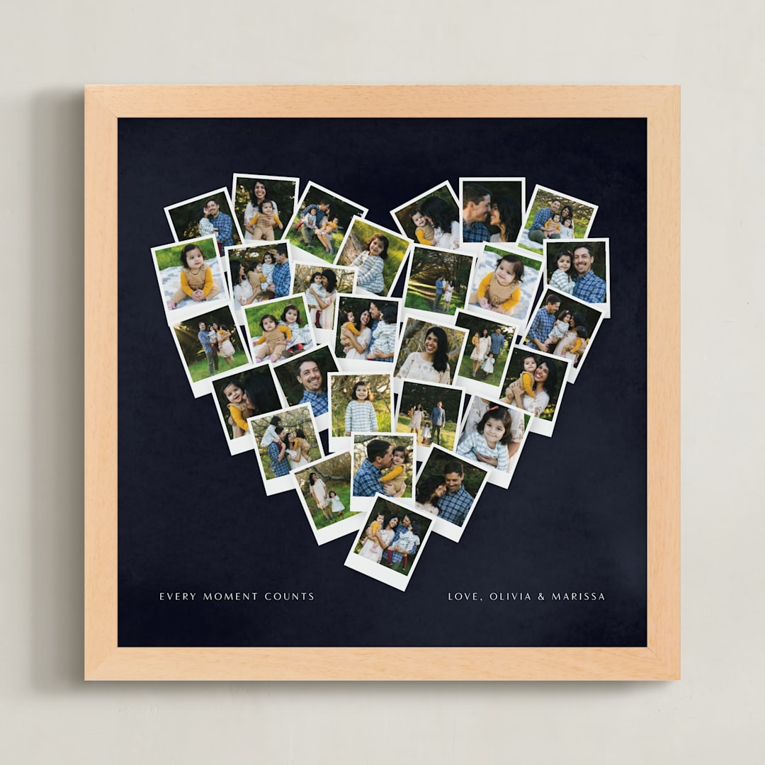 "Painted Hues Heart Snapshot Mix® Cool" - Framed Photo in Midnight Blue by Minted - Framed