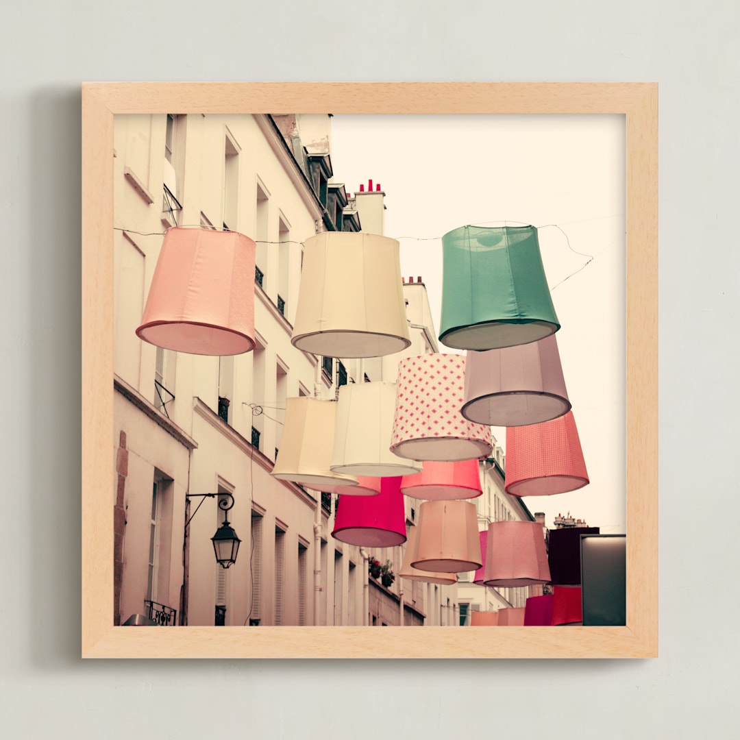 "Color in Paris" - Art Print in Beige by Caroline Mint - Framed