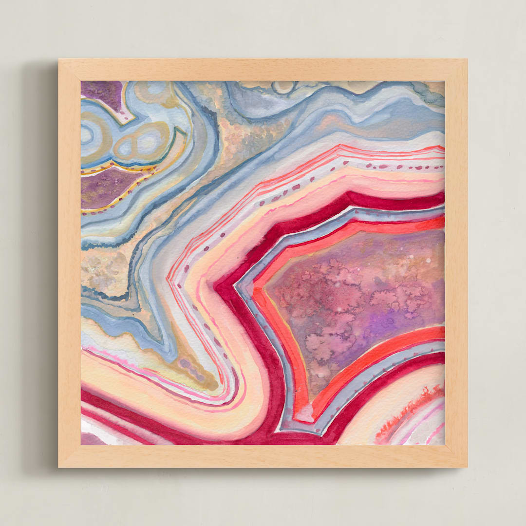 "Red Stripe Agate" - Art Print in Ruby by Laura Rodil - Framed