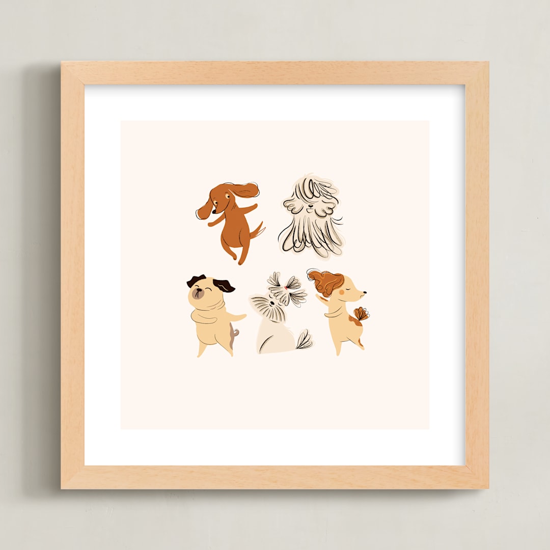 "pups" - Art Print in Sand by Vivian Yiwing - Framed