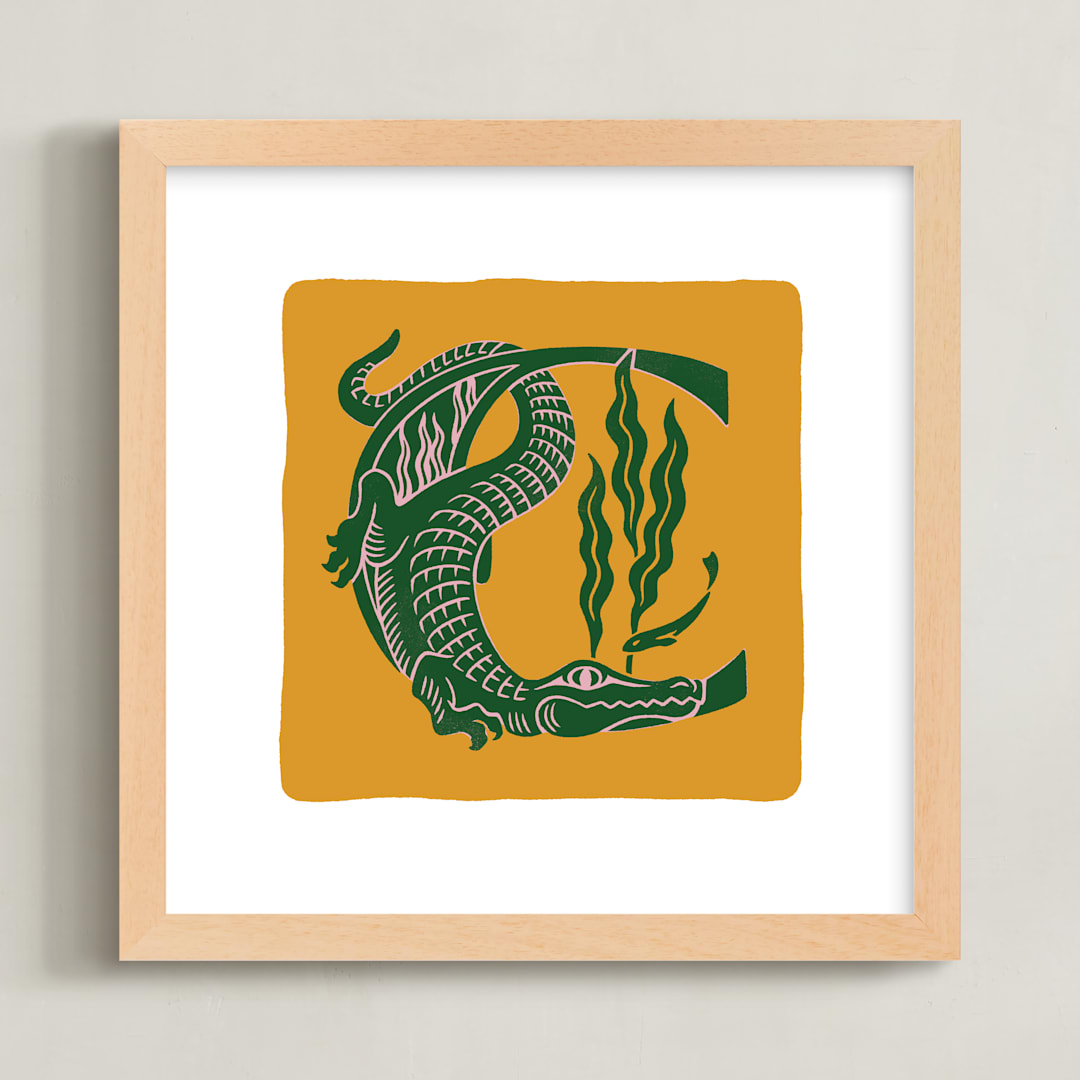 "Animal Alphabet 3" - Art Print in Gold by Lia Geeter - Framed