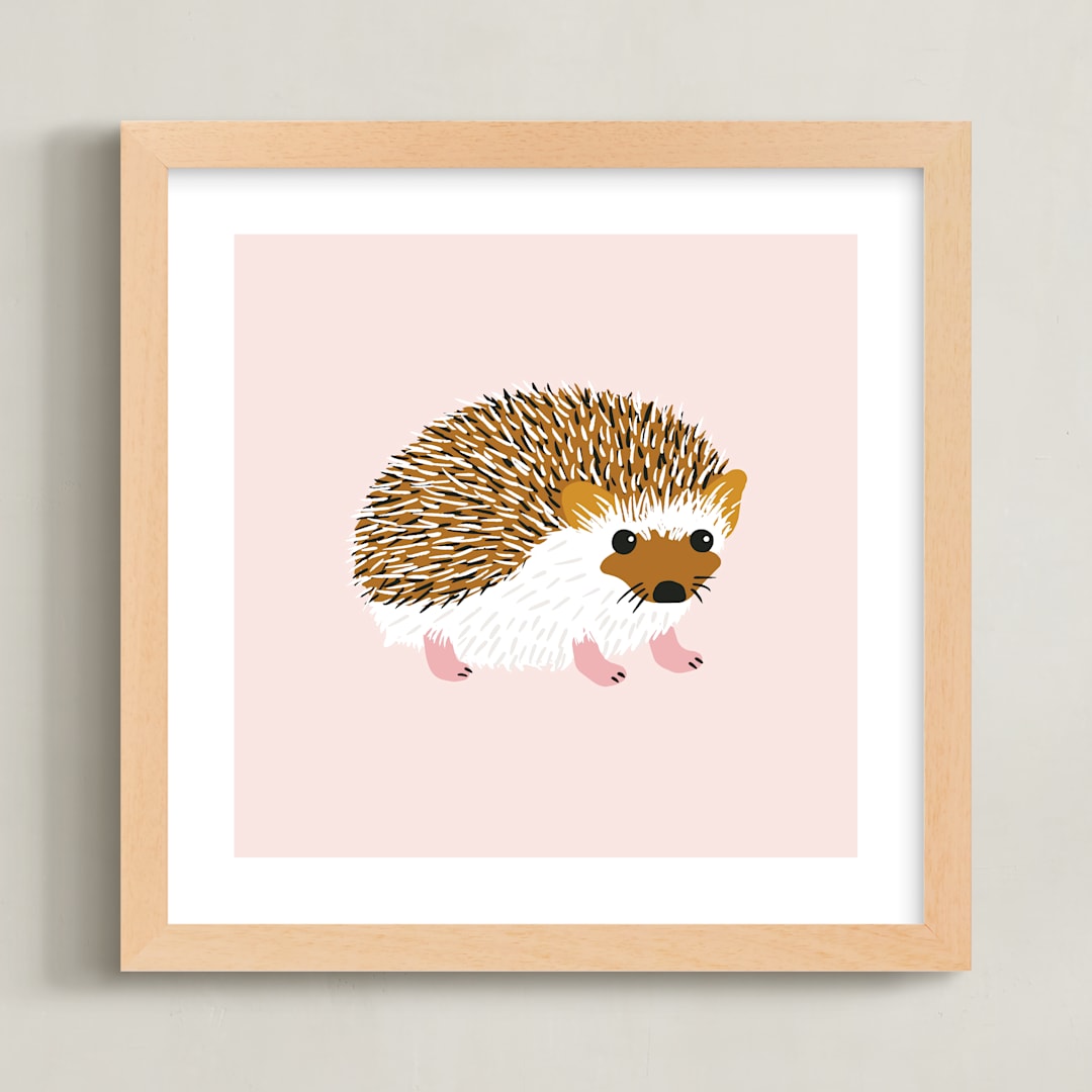 "Little Hedgehog" - Art Print in Blush by Genna Blackburn - Framed