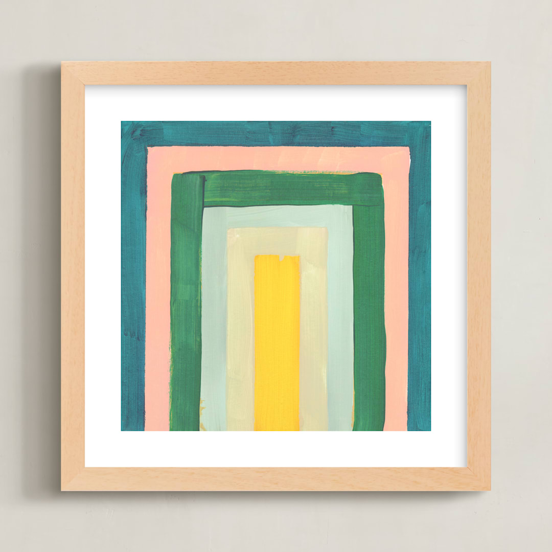"Rainbow Twist 2" - Art Print in Turquoise by Lindsay Megahed - Framed