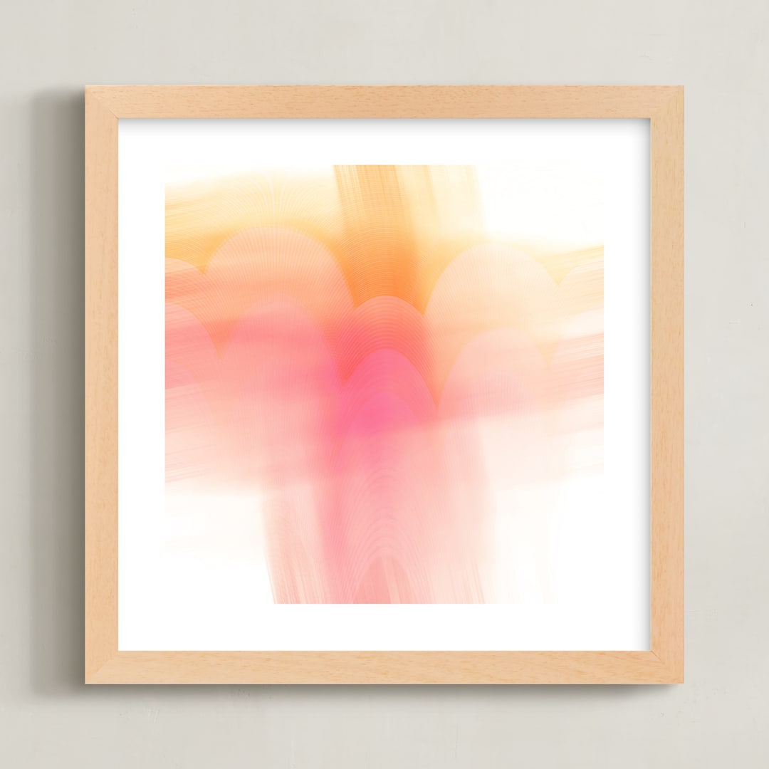 "Hello Sunrise" - Art Print in rosy golden by Debra Pruskowski - Framed