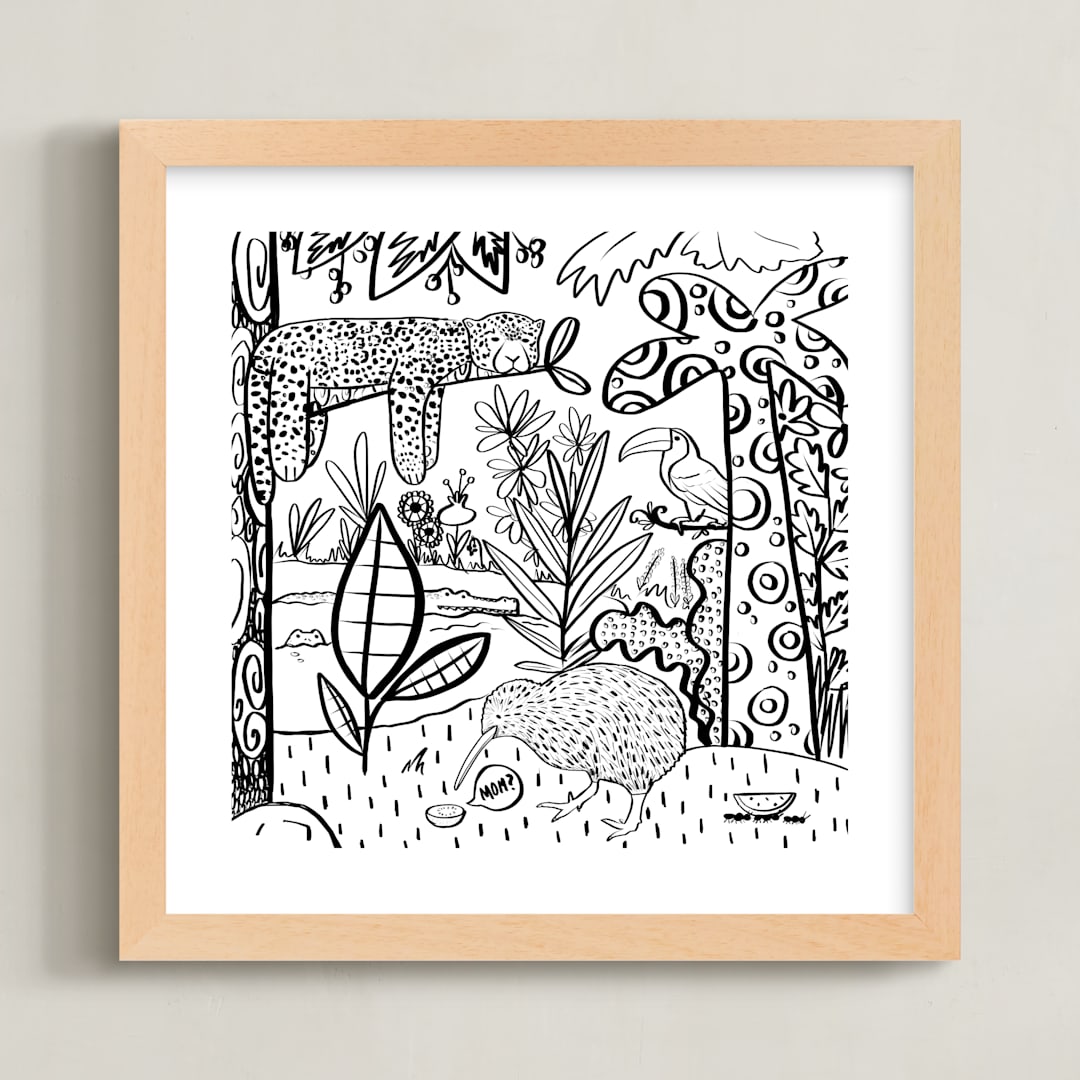 "Classic Kiwi" - Art Print in White by Megan Zang - Framed