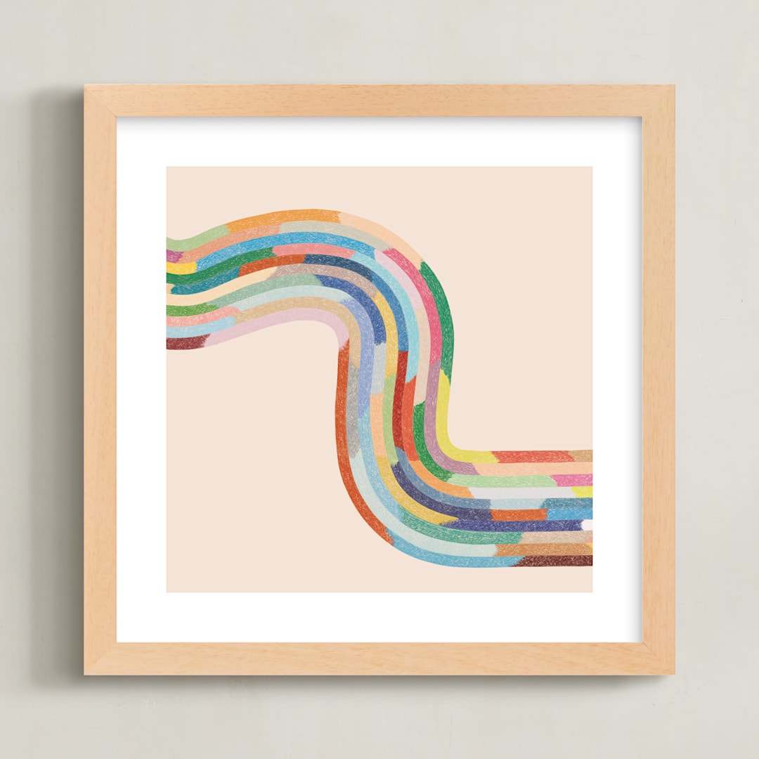"Rainbow River" - Art Print in Lollipop by Emily Kariniemi - Framed