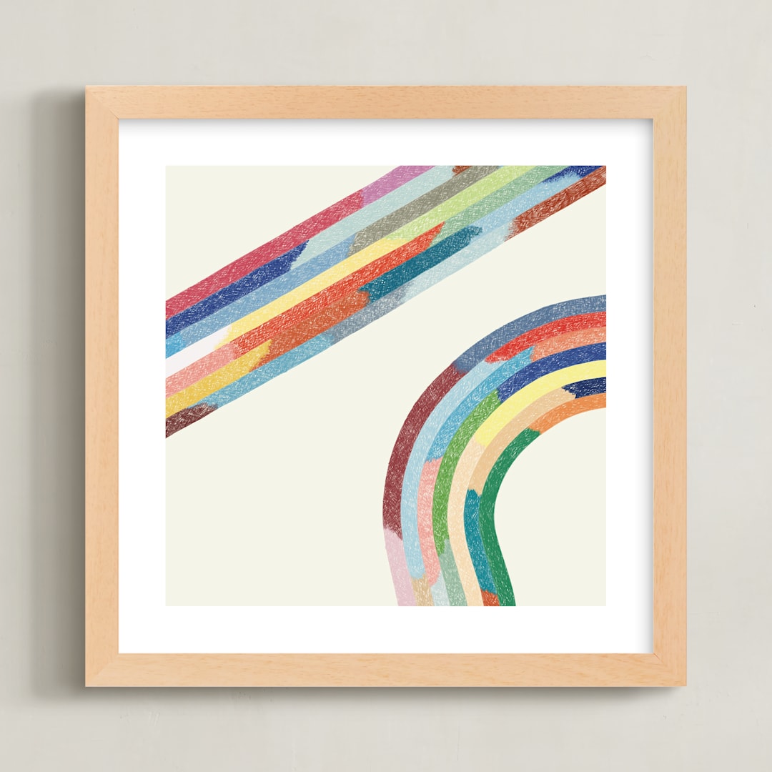 "Rainbow Rollercoaster" - Art Print in Vintage by Emily Kariniemi - Framed