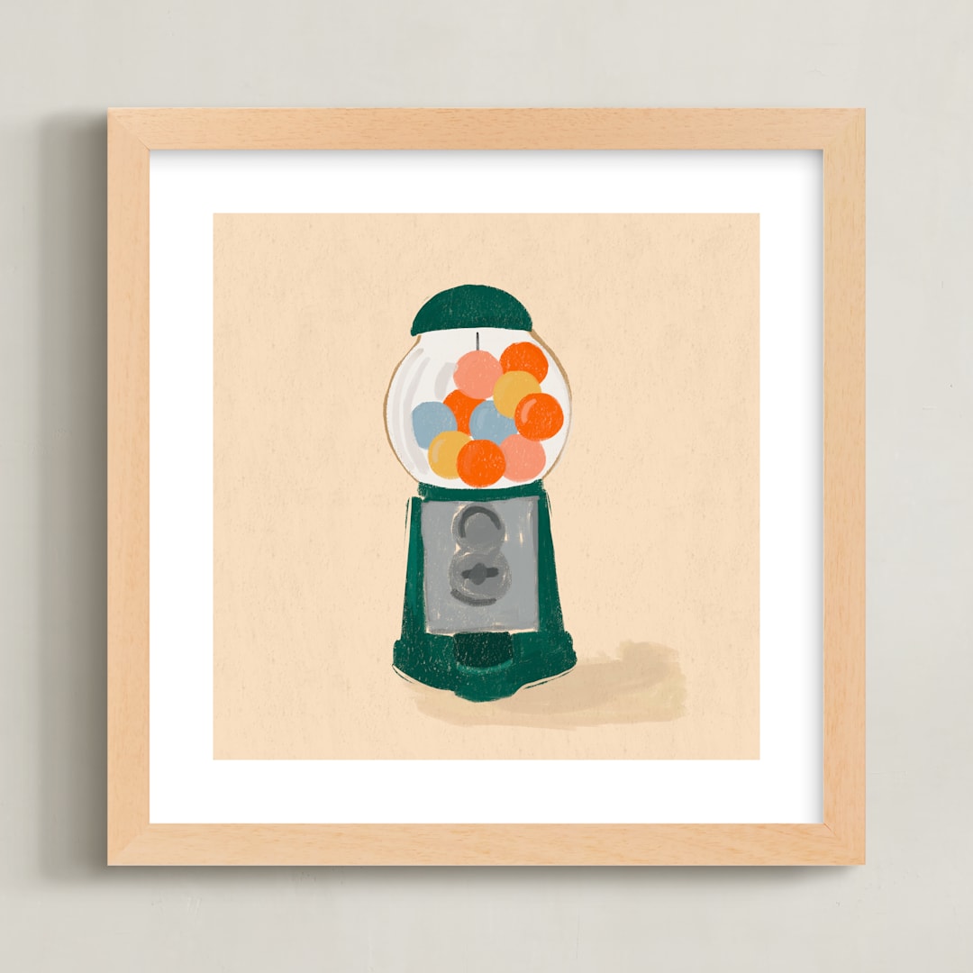 "Vintage Gumball Machine - Things We Kept" - Art Print in Emerald Green by Erum Khalili Art - Framed