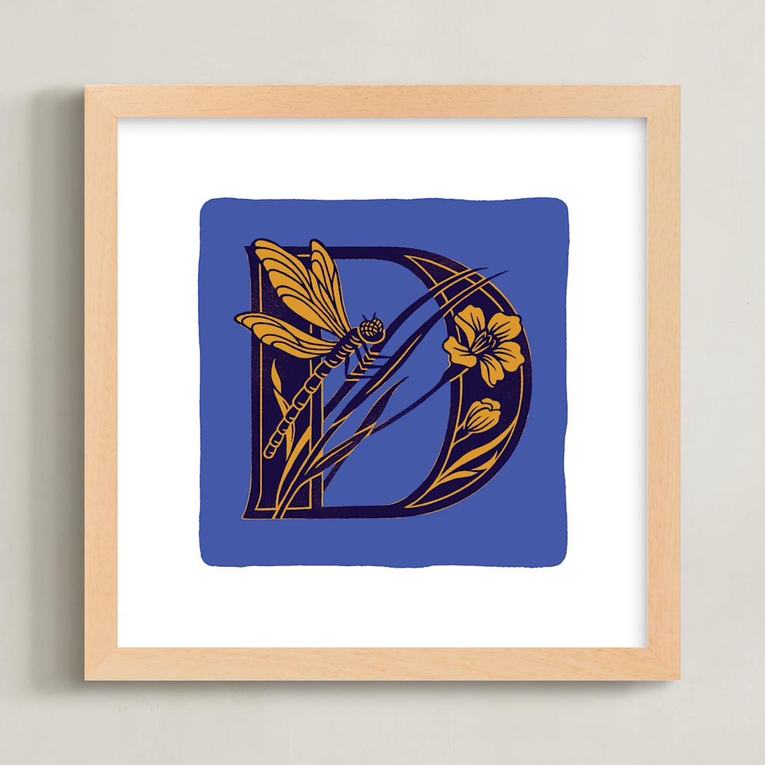 "Animal Alphabet 4" - Art Print in Royal by Lia Geeter - Framed