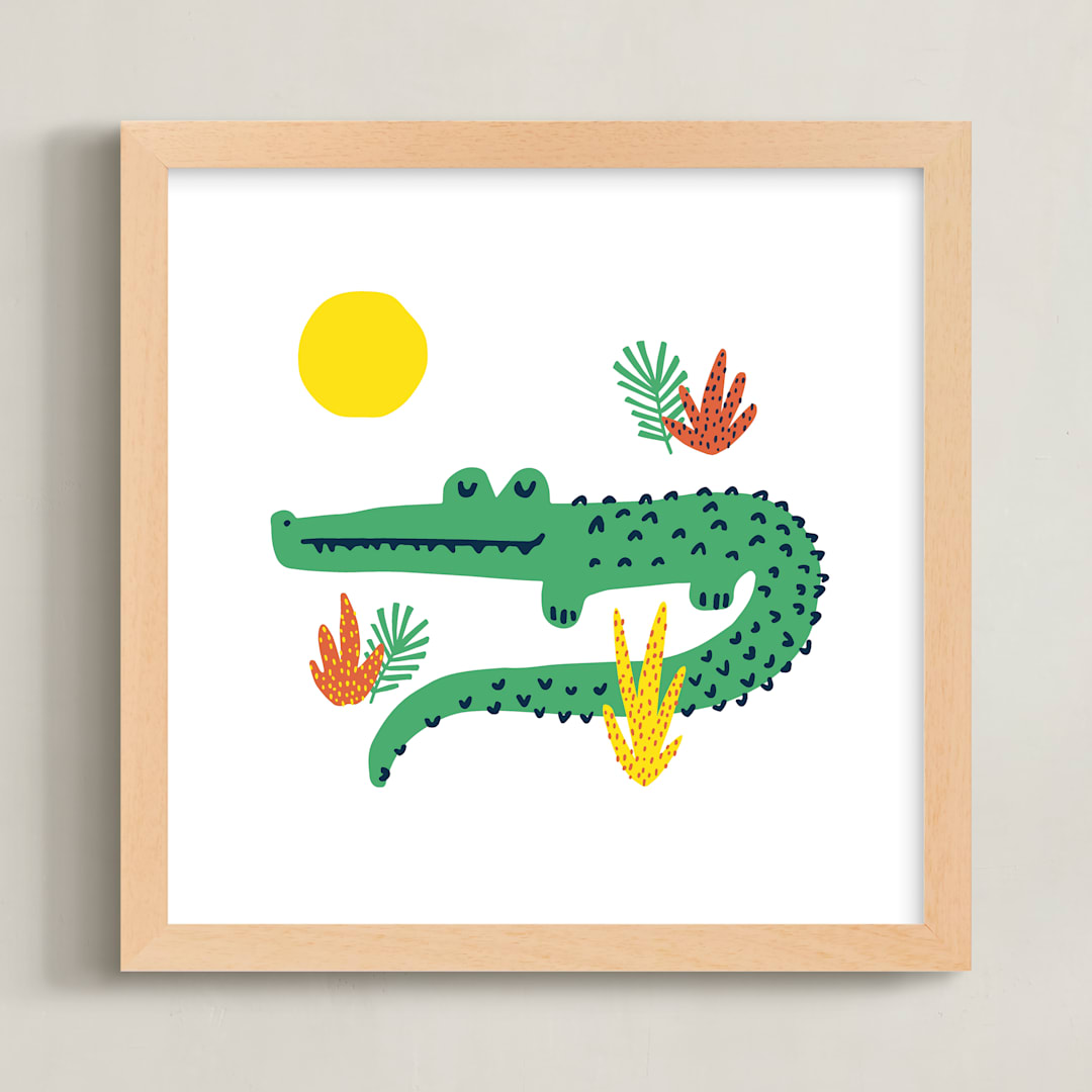 "Basking In The Sun" - Art Print in Alligator Green by Oscar and Emma - Karly Depew - Framed