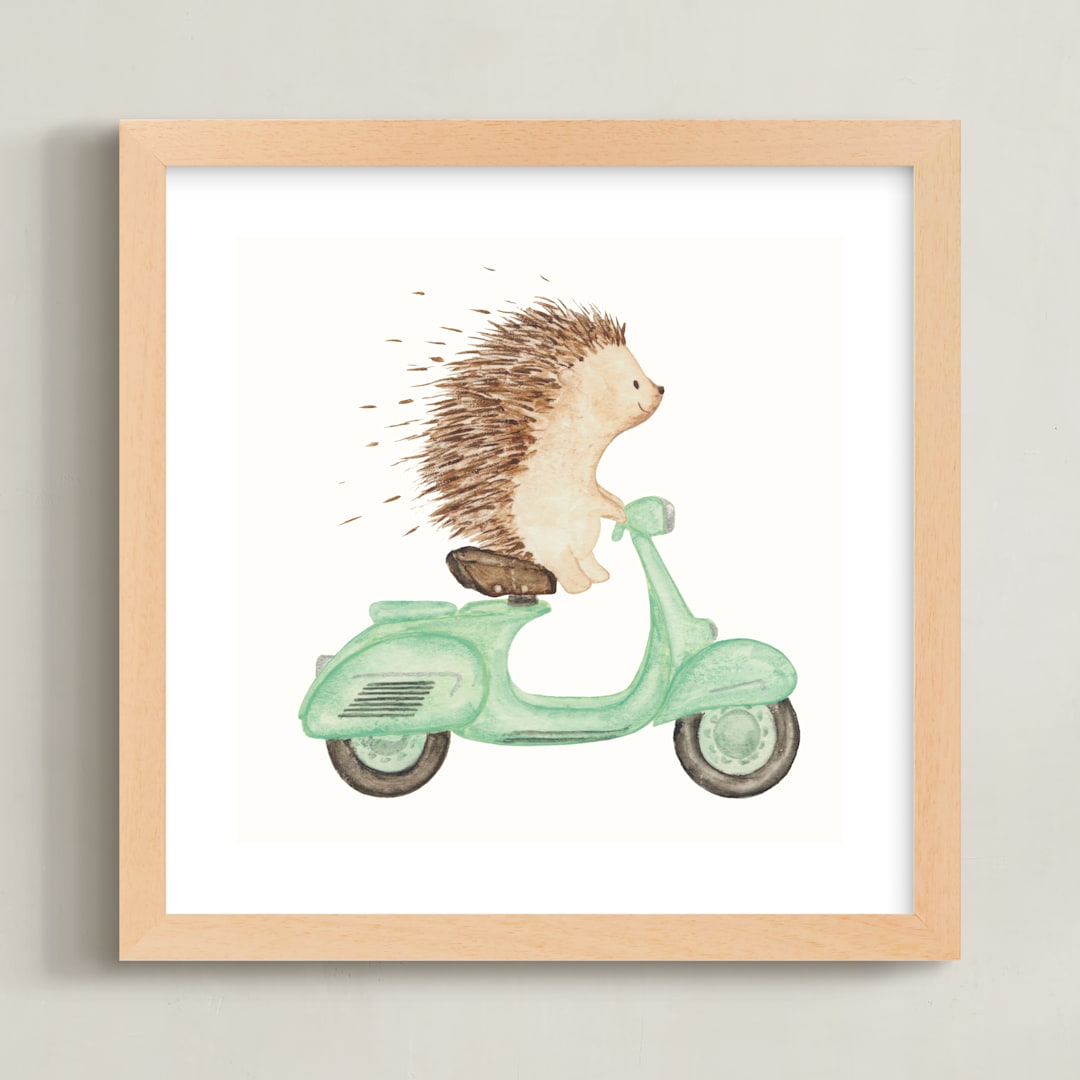 "Fast Riders II" - Art Print in Sage by Francisca Reyes - Framed