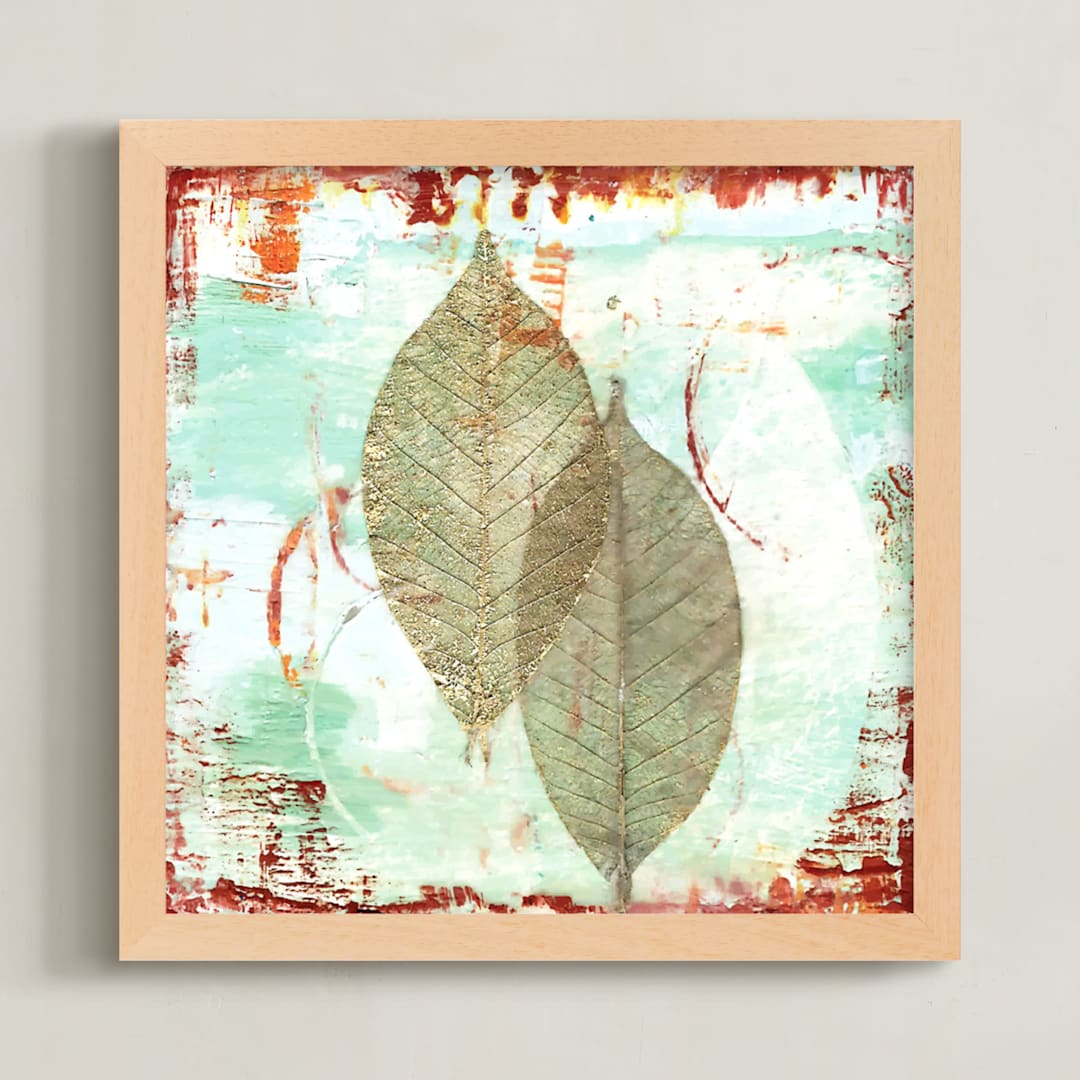 "Cast Shadow" - Art Print in mint green by Debra Pruskowski - Framed