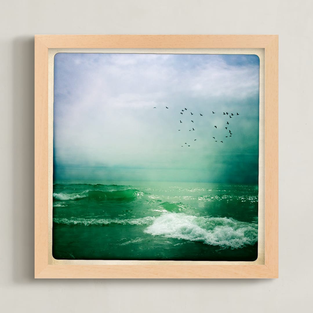 "Lake Ontario" - Art Print in teal by Margaret Hine - Framed