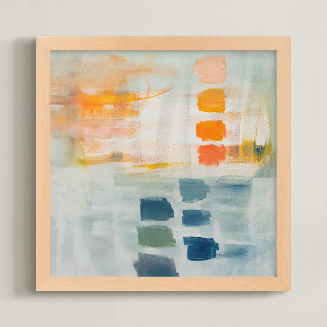 "Denim and Sunshine Swatches" - Art Print in Denim and Sunshine by Stacy Kron - Framed