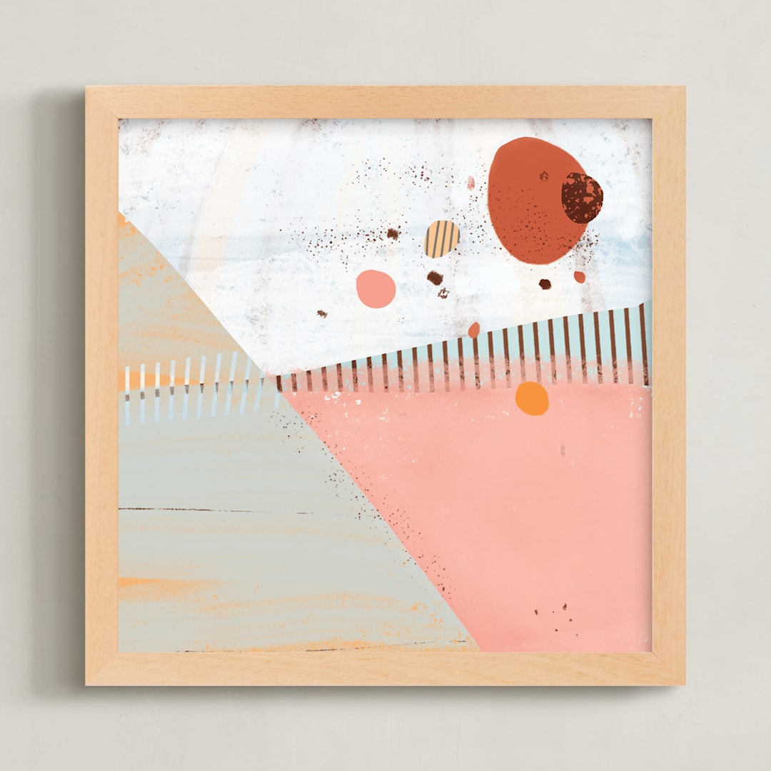 "Line Dancing" - Art Print in Grapefruit by Laura Mitchell - Framed