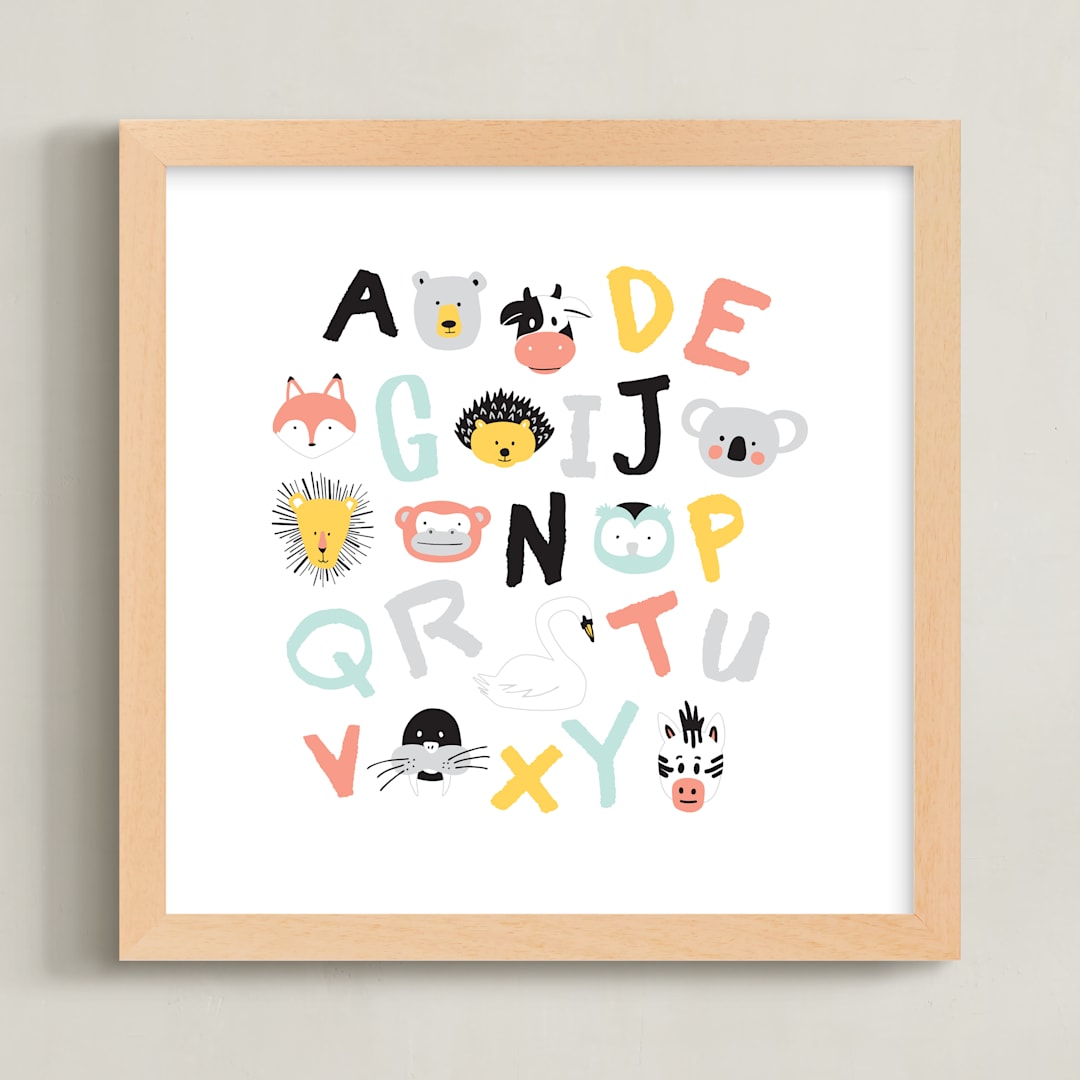 "Animal ABCs" - Art Print in White by Milk House Kids - Framed