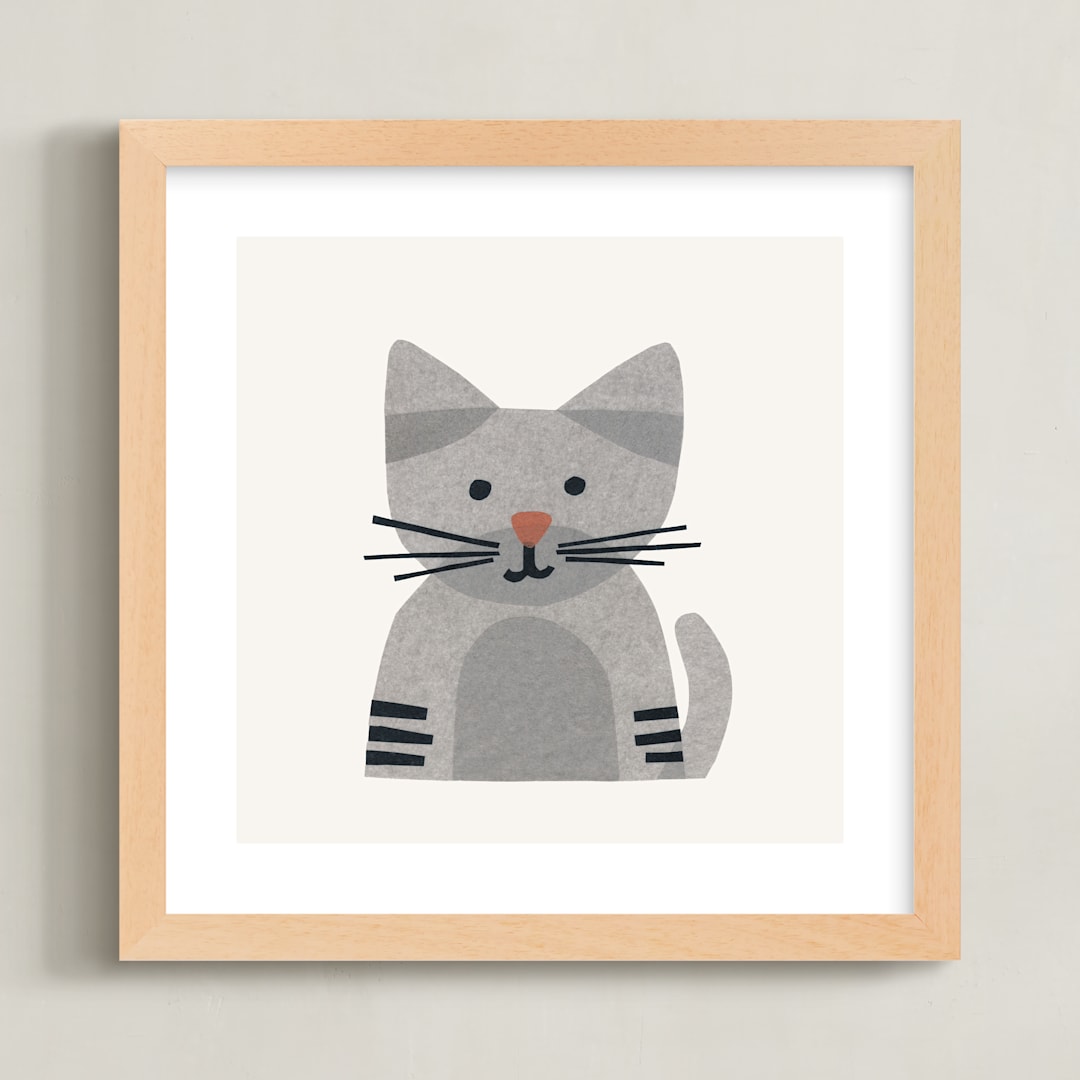 "Paper Pets 1" - Art Print in Tabby by Carrie Moradi - Framed