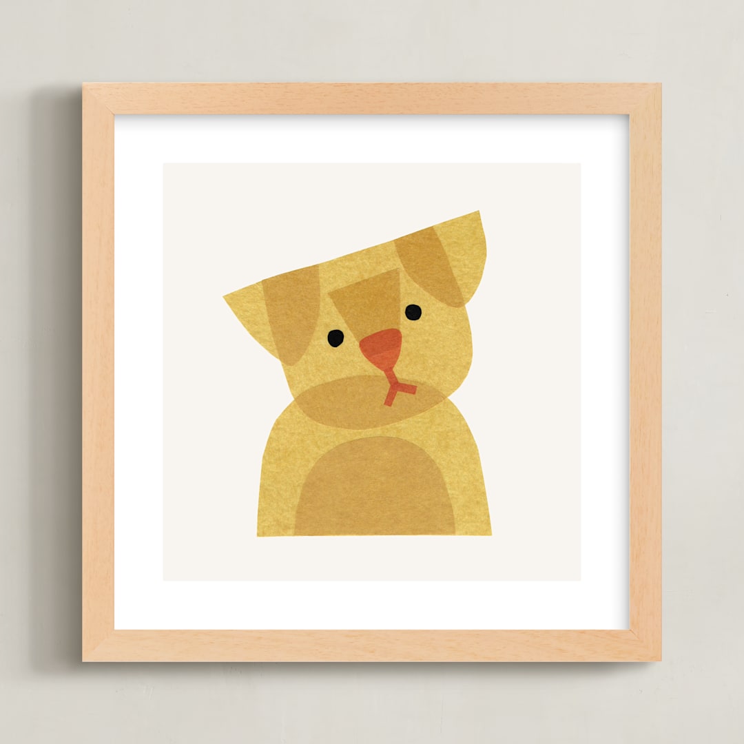 "Paper Pets 2" - Art Print in Golden by Carrie Moradi - Framed