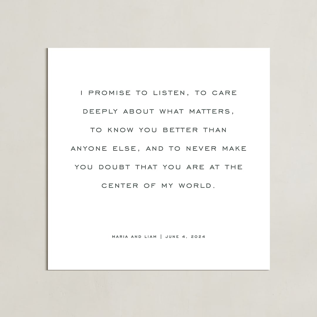"Your Vows: Square Orientation Custom Print " - Custom Print in Deep Gray by Minted - Unframed