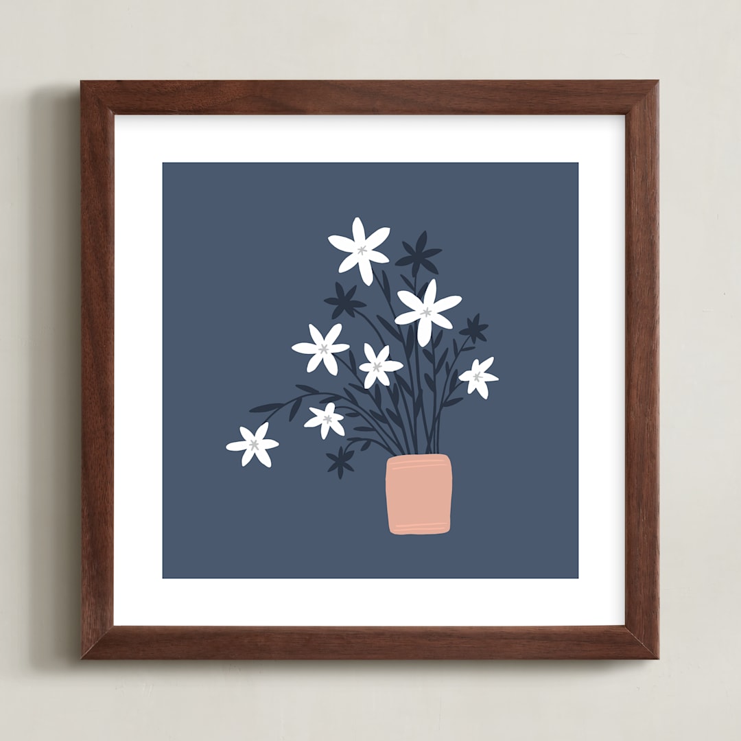 "Wildflower Bunch" - Art Print in Midnight by Betsy Siber - Framed