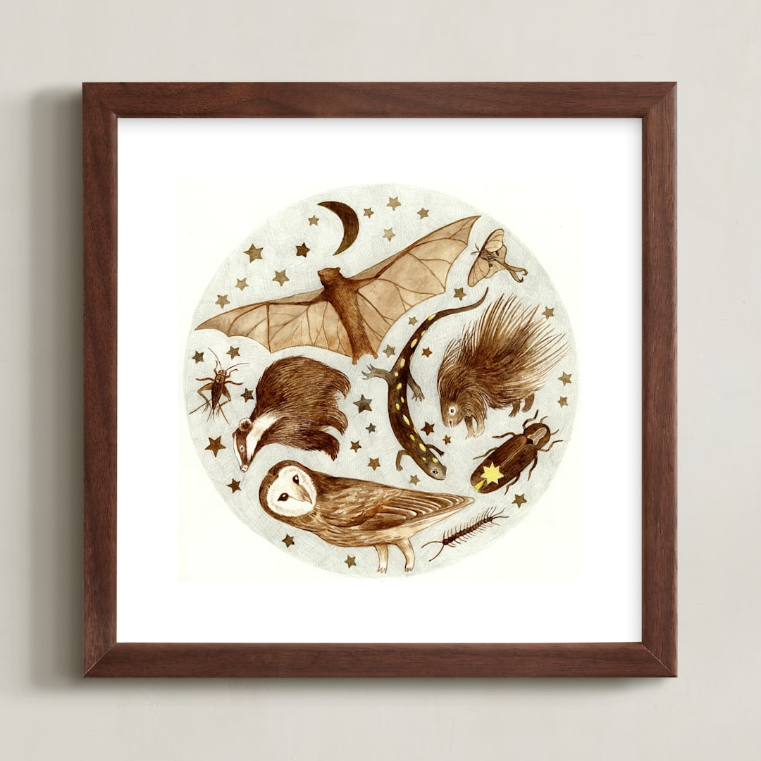 "Nocturnals" - Art Print in Sepia Tones by Eve Schultz - Framed