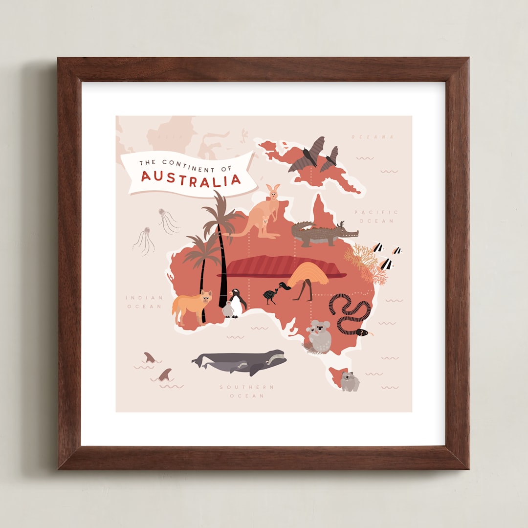 "Animals of Australia" - Art Print in Copper by Kamala Nahas - Framed