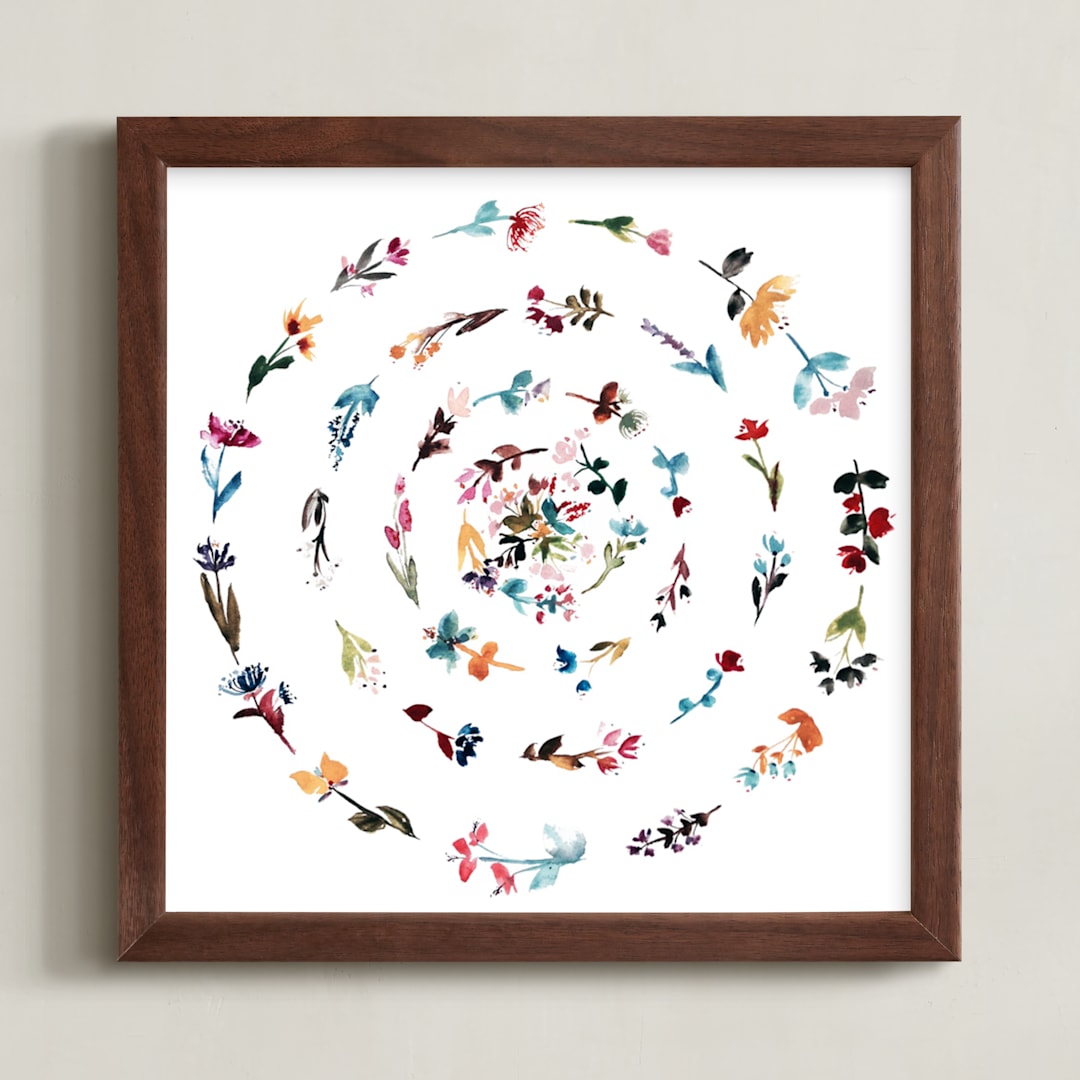"floral mandala no.3" - Art Print in peach rose by Kiana Lee - Framed