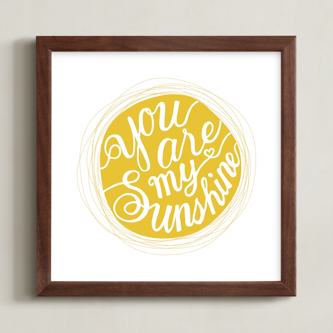 "You are my sinshine" - Art Print in Mustard Yellow by Shannon Chen of Four Wet Feet Studio - Framed