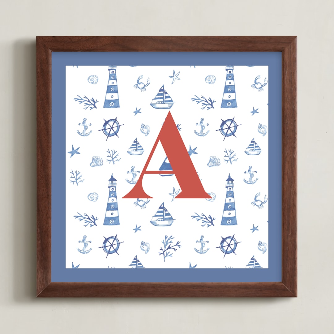 "Sea Friends 2" - Personalized Art Print in Blue by Teju Reval - Framed