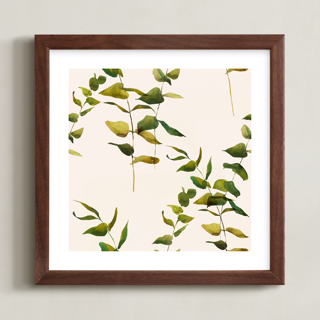 "Embrace Greenery" - Art Print in Olive Green by jinseikou - Framed