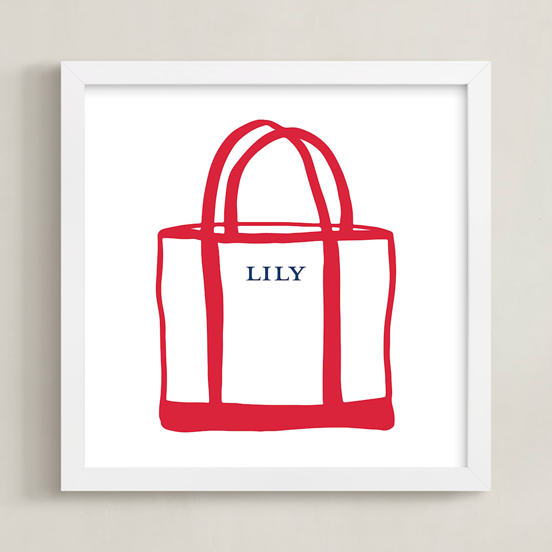 "Name Tote: Custom Print" - Custom Print in Lobster by Erika Firm - Framed