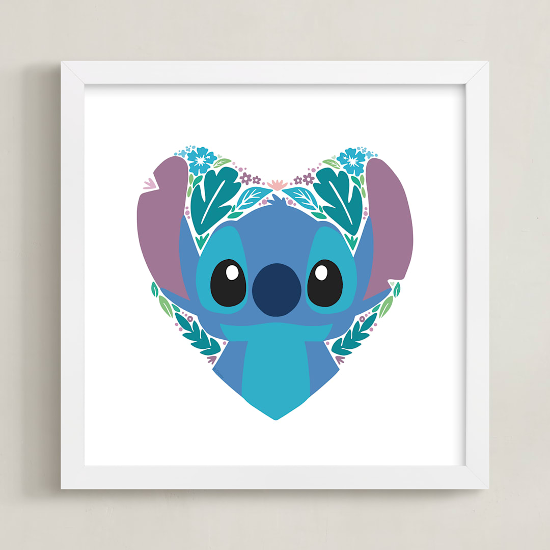 "Botanical Stitch" - Art Print in Surf by Jessie Steury - Framed