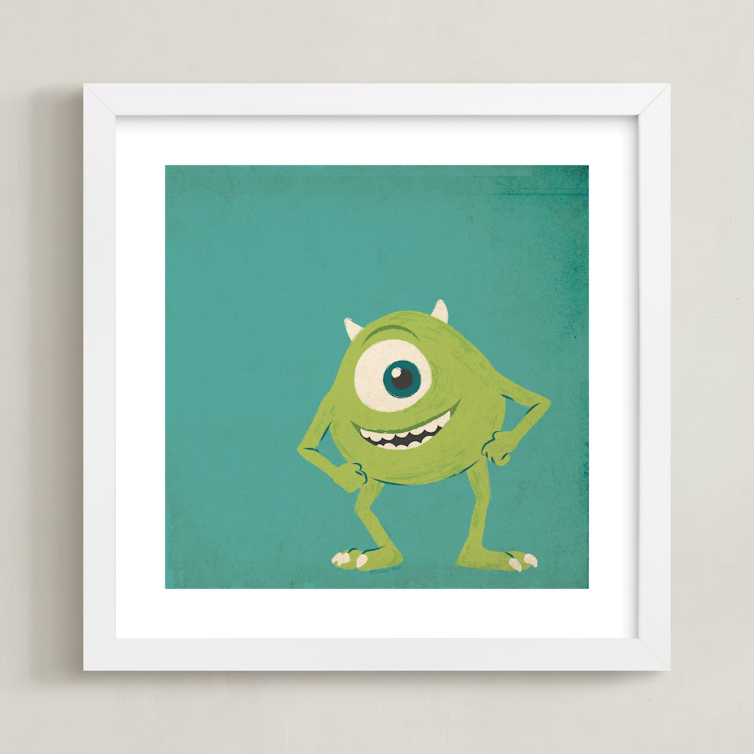 "Mike from Disney and Pixar's Monster's Inc" - Art Print in Green by Kiersten Garner - Framed