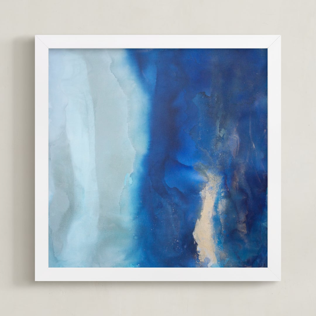 "Ebbing Tide" - Art Print in Ocean Blue by Julia Contacessi - Framed