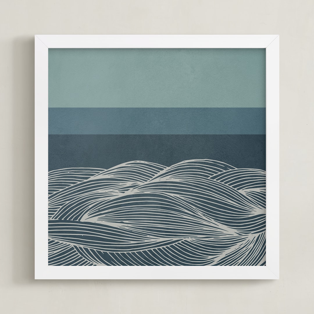 "Deep Sea" - Art Print in Blue Whale by Lucrecia Caporale - Framed