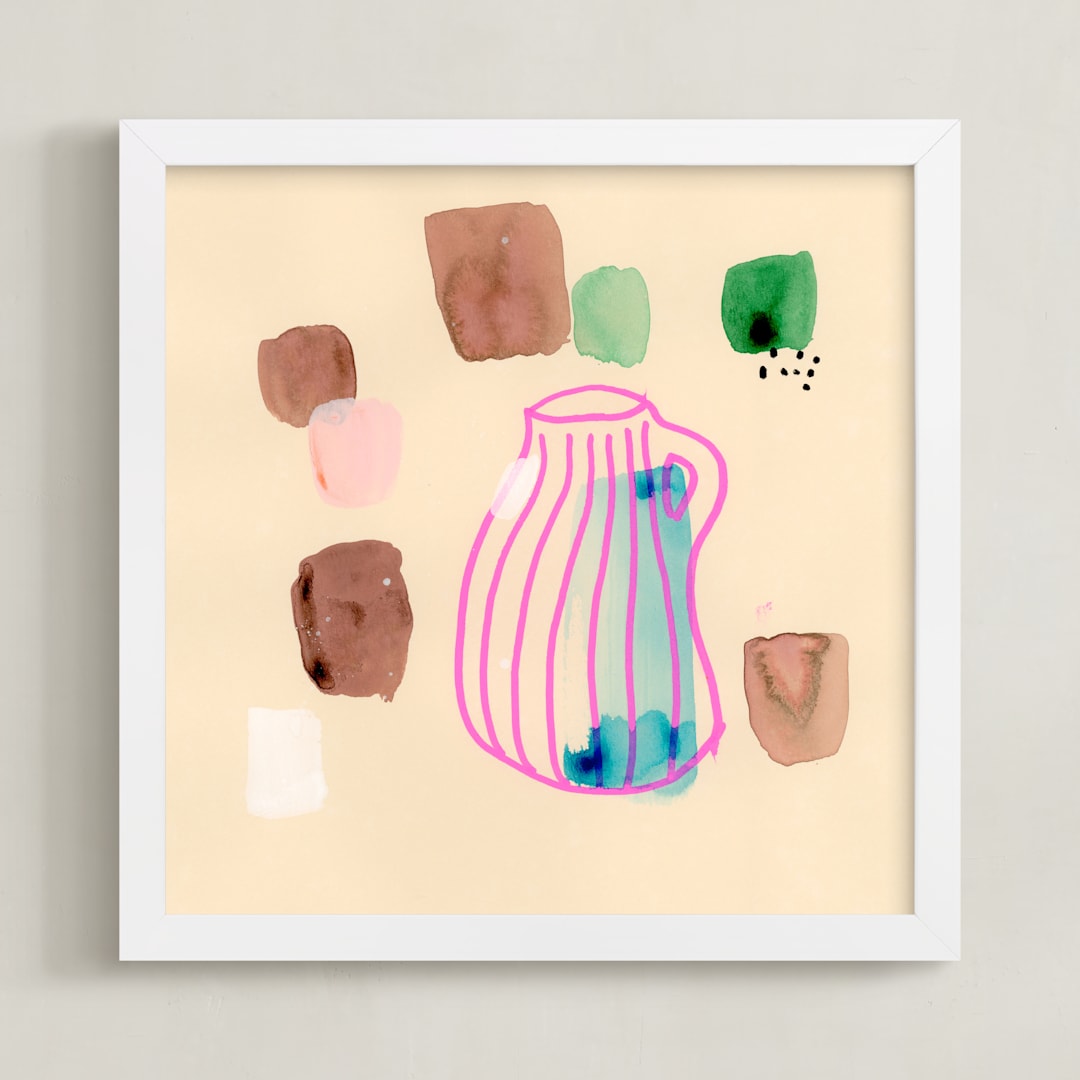 "Vase Study" - Art Print in Hot Pink by Lindsay Megahed - Framed