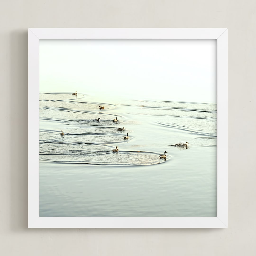 "Soft Landing" - Art Print in Lake by Debra Pruskowski - Framed