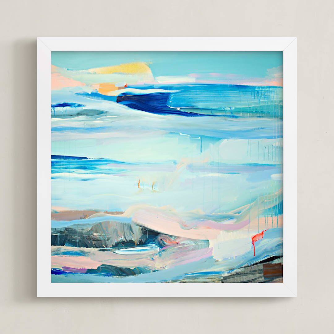 "Beach Day I" - Art Print in Aqua by Cristina Marie - Framed