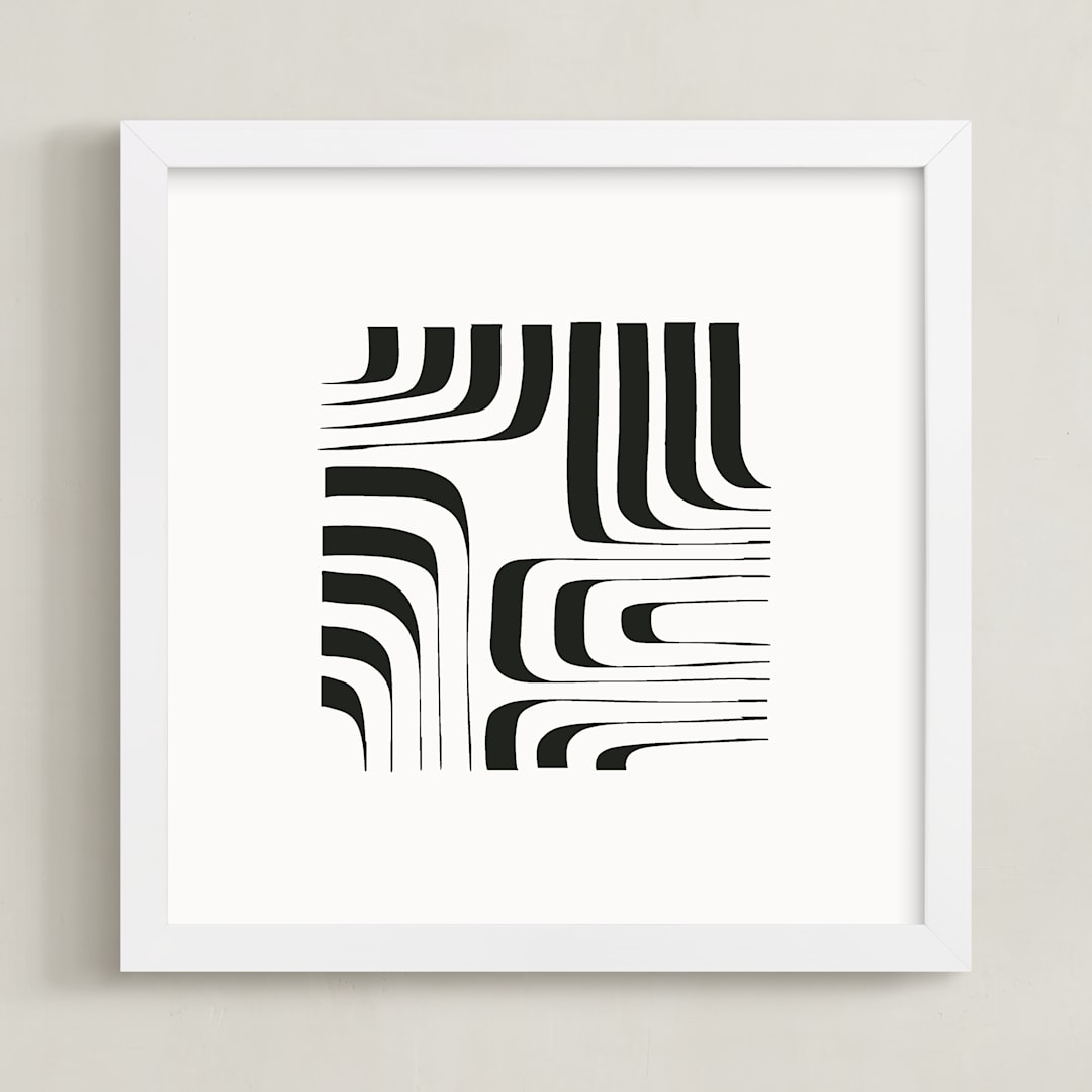 "Linear" - Art Print in black and white by Jennifer Morehead - Framed