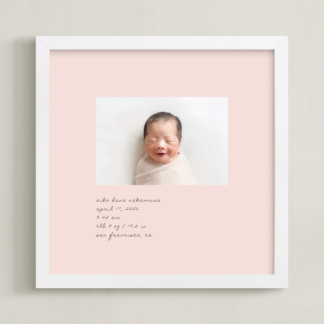 "Welcome, Little One" - Framed Photo in Soft Blush by Sierra Lee - Framed