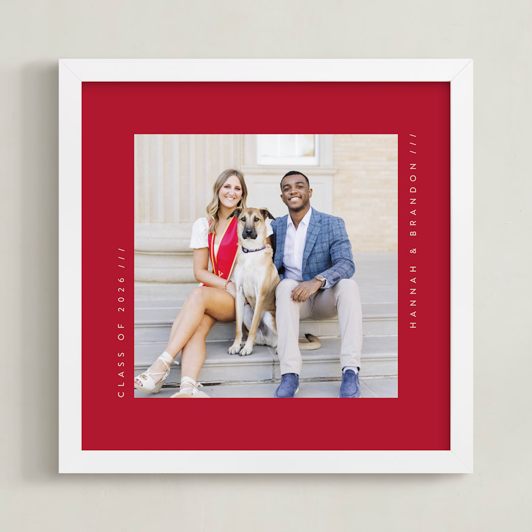 "Contemporary Typo: Square Framed Photo" - Framed Photo in Red by Lucrecia Caporale - Framed